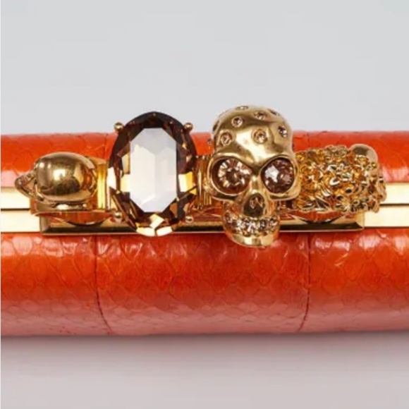 Alexander McQueen Coral Snake Skin Knuckle Box Clutch - Picture 3 of 5